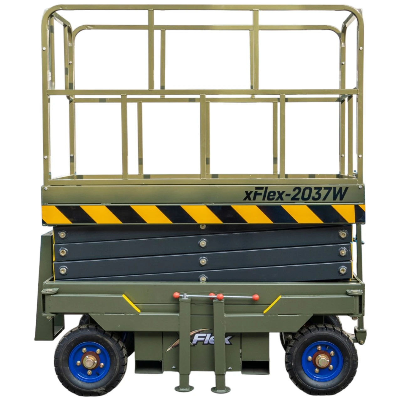 TYPHON xFlex-2037W Walk-Behind Scissor Lift comes with 20ft Working Height and Manual outriggers 1102 lbs load capacity 110V Electric