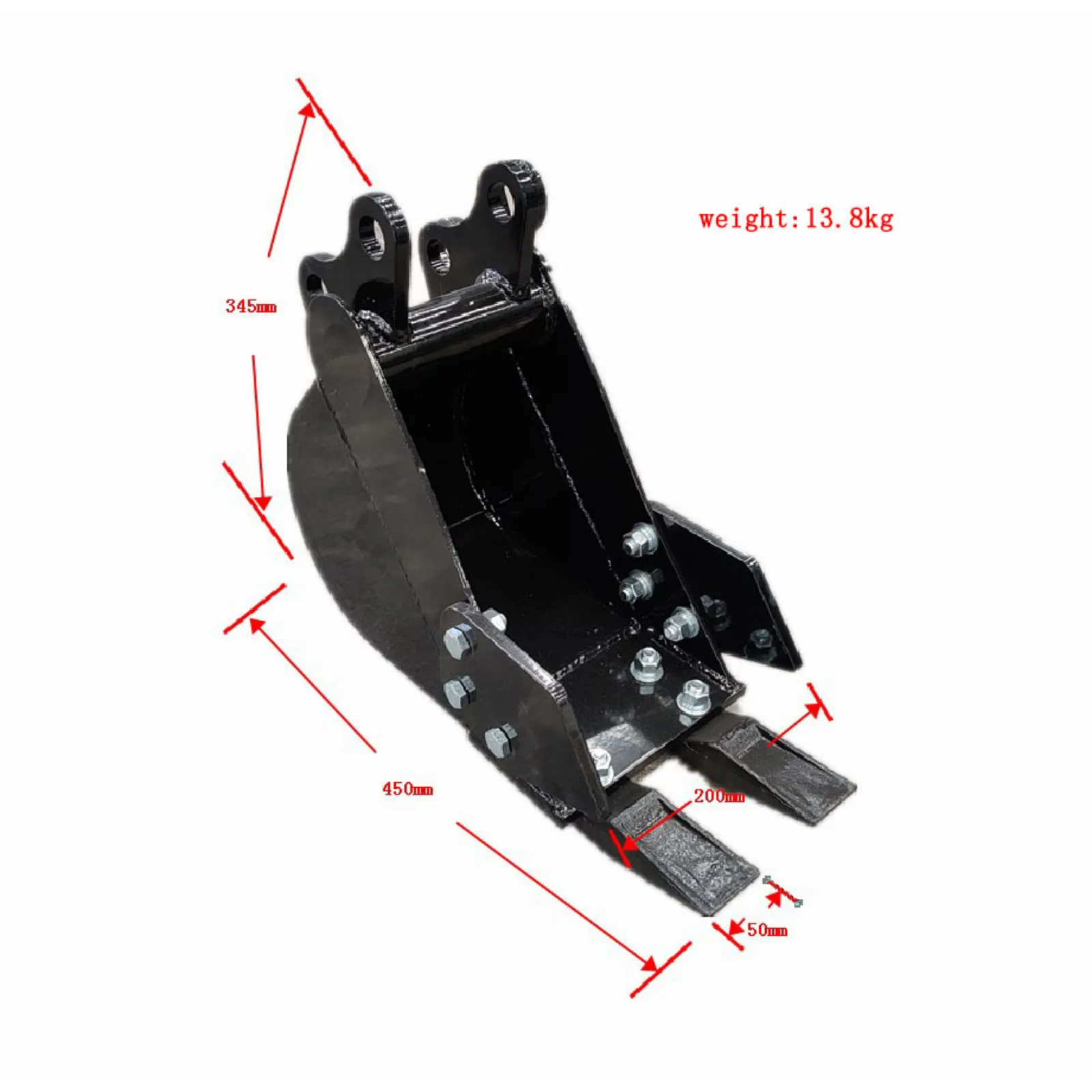 200mm Narrow Bucket: Attachment for TYPHON Mini Excavators USA View 2