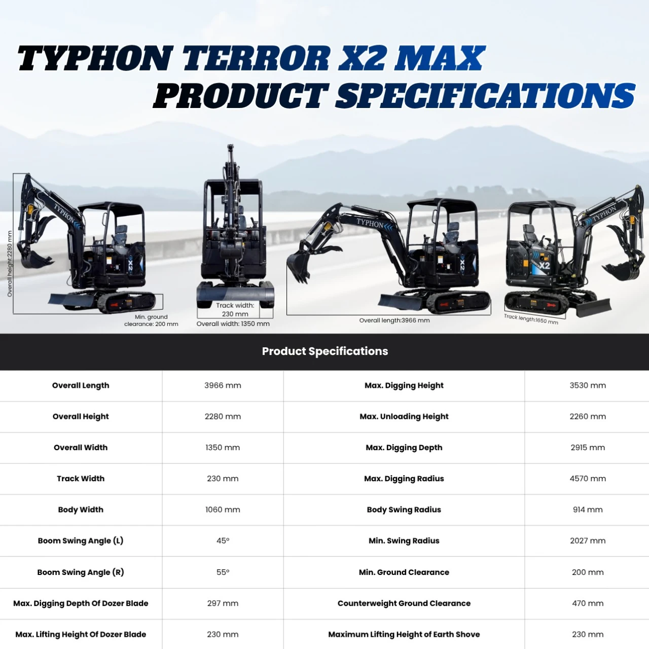 TYPHON TERROR X2 Max Canopy Mini Excavator Powerful 2.5 Ton Compact Machine with Yanmar Engine Advanced Hydraulic System View 2