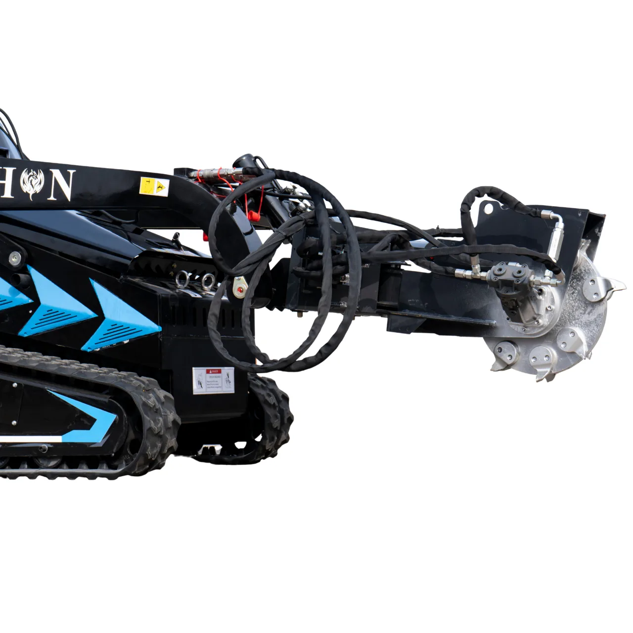 Hydraulic Swing Stump Grinder Attachment for TYPHON STOMP X1300 & STOMP 509 Mini Skid Steers View 2