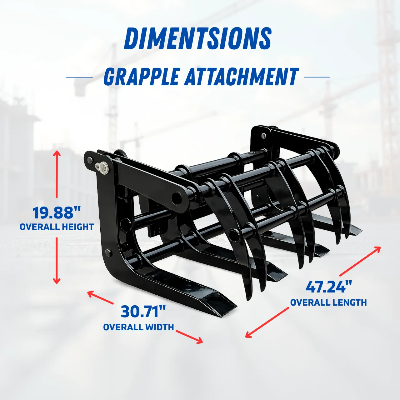 TYPHON Skoop Heavy-Duty Wheel Loader Log Grapple 295 lbs Robust Log & Brush Handler with 6+4 Tine Grip View 3