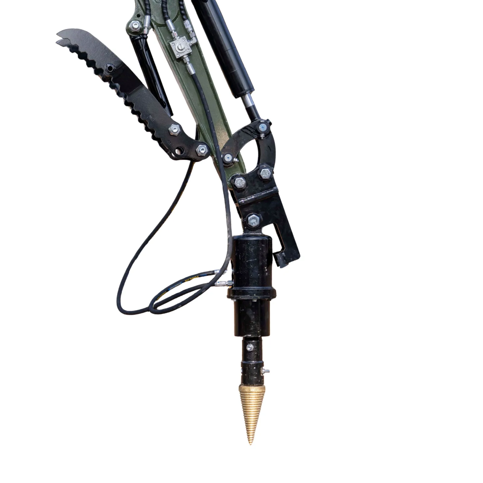 Mini Excavator Hydraulic Wood Splitter Drill Attachment 150mm TYPHON Compatible View 4