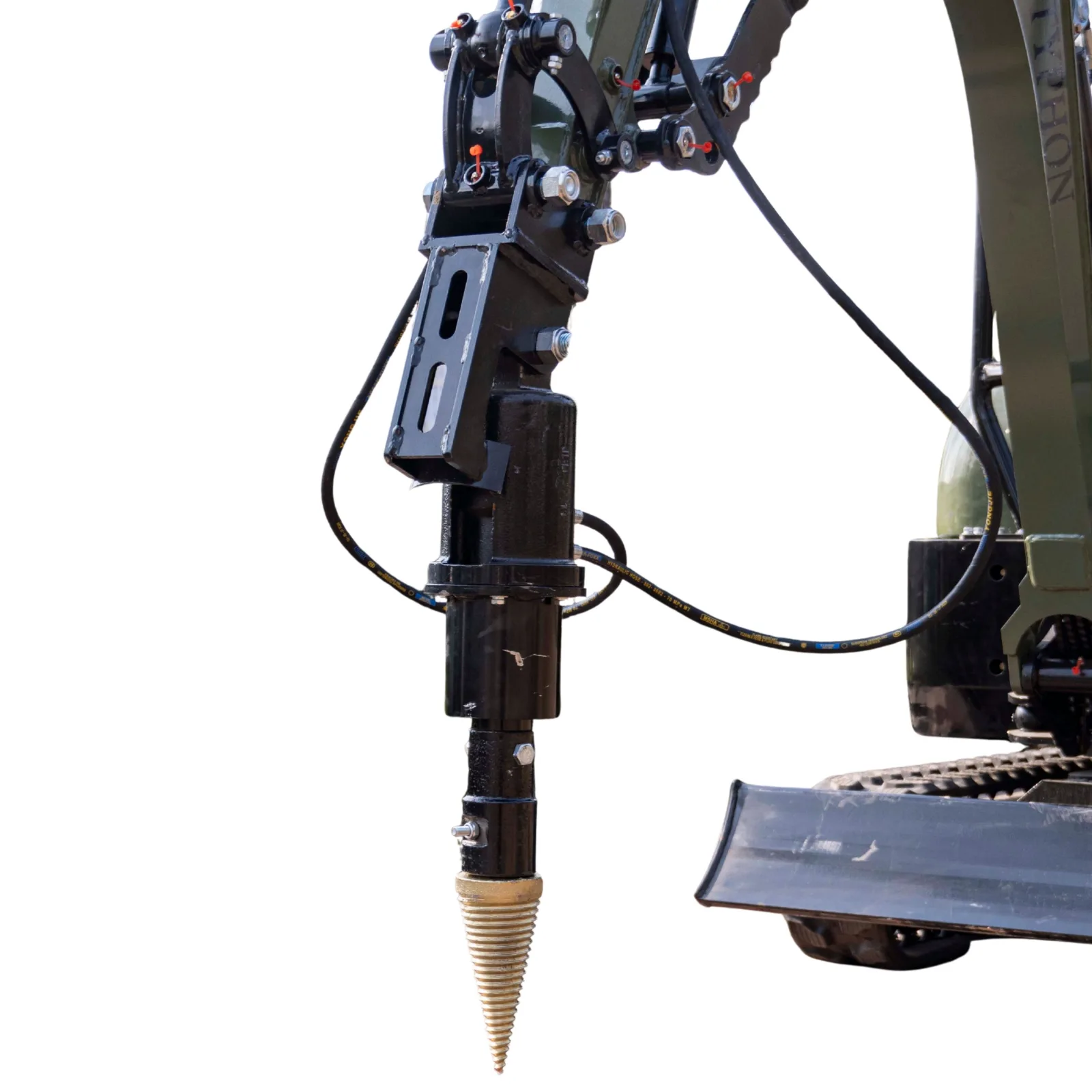 Mini Excavator Hydraulic Wood Splitter Drill Attachment 150mm TYPHON Compatible View 5