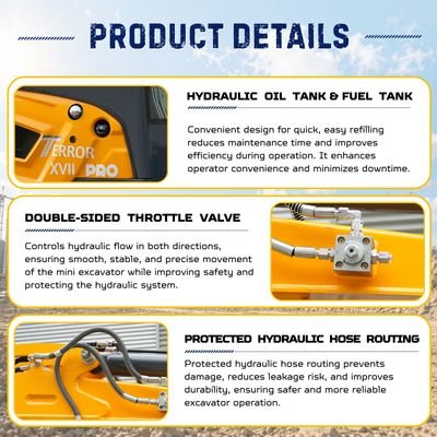 TYPHON TERROR XVII PRO Prestige Edition Mini Excavator 4000LB Kubota D902 Diesel, Enclosed Cab with AC/Heat, Hydraulic Thumb View 8