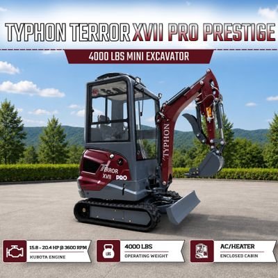 TYPHON TERROR XVII PRO Prestige Edition 4000 lb Enclosed Mini Excavator with Kubota Power & Advanced Hydraulics View 8