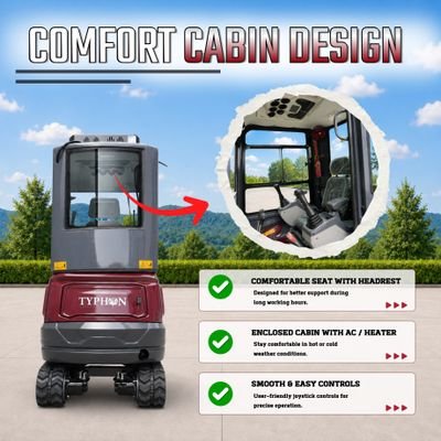 TYPHON TERROR XVII PRO Prestige Edition 4000 lb Enclosed Mini Excavator with Kubota Power & Advanced Hydraulics View 5