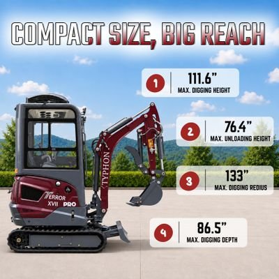 TYPHON TERROR XVII PRO Prestige Edition 4000 lb Enclosed Mini Excavator with Kubota Power & Advanced Hydraulics View 9