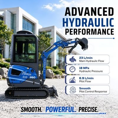 TYPHON TERROR XVII PRO Prestige Edition – Enclosed Mini Excavator with AC, Heater & Ergonomic Comfort View 6